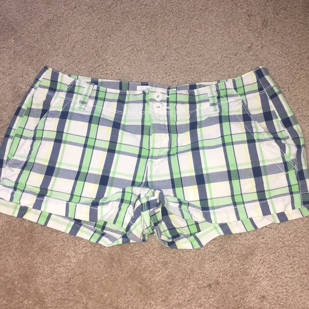 Aéropostale Green-White Plaid Shorts